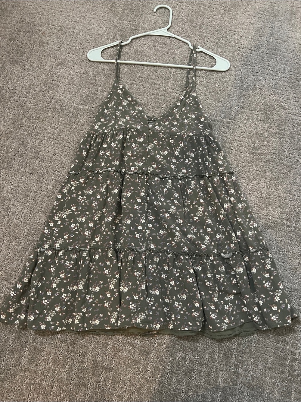 Aeropostale Women’s Floral Babydoll Sundress in Olive Green